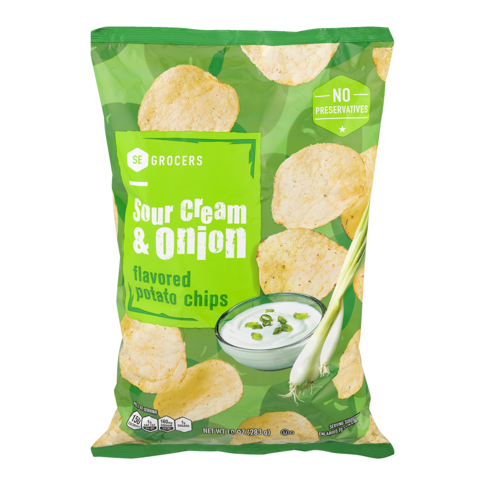 slide 1 of 1, SE Grocers Potato Chips Sour Cream & Onion, 10 oz
