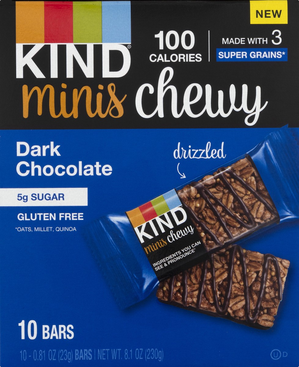 slide 6 of 9, Kind Minis Chewy Bar Dark Choc 10Ct, 8.11 oz