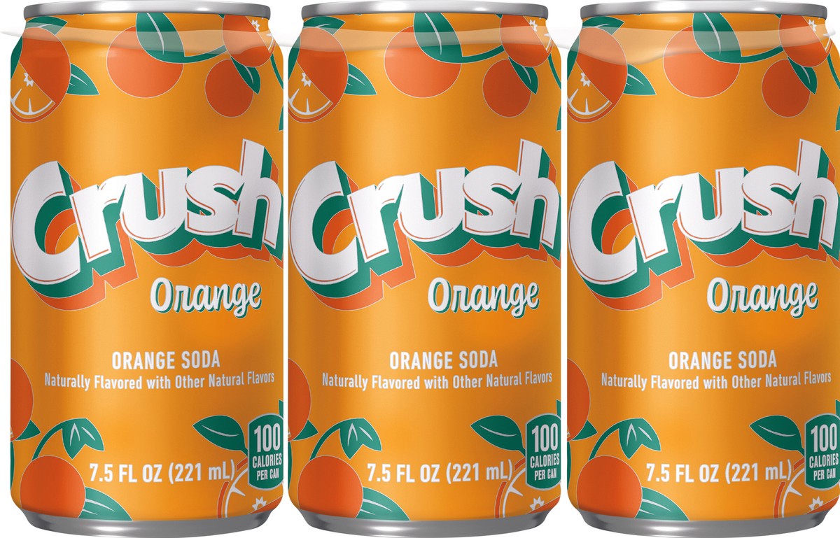 slide 12 of 12, Crush Orange Soda, 7.5 fl oz cans, 6 pack, 6 ct; 7.5 fl oz