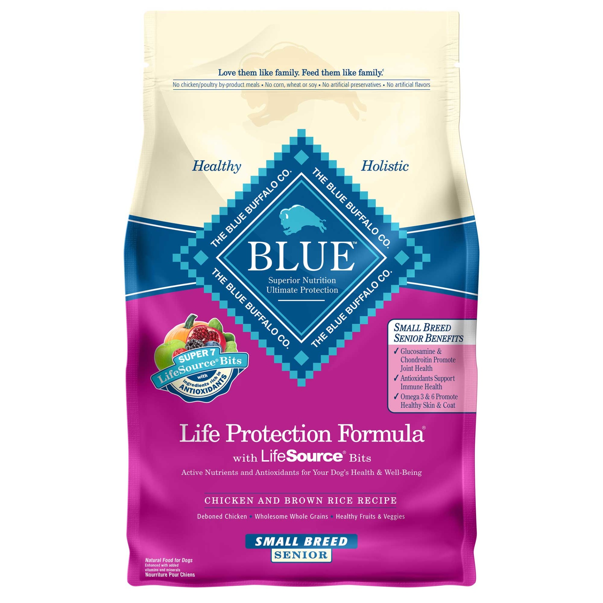 slide 1 of 1, Blue Buffalo Blue Life Protection Formula Small Breed Senior Chicken & Brown Rice Recipe Dry Dog Food, 6 lb