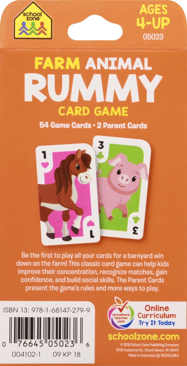 slide 8 of 8, School Zone Memory Farm Animal Rummy Card Game, 1 ct