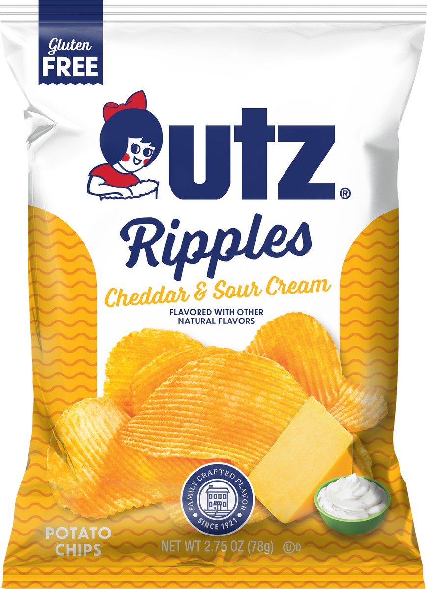 slide 6 of 7, Utz 2.75 oz Utz Ripples Cheddar & Sour Cream Potato Chips, 2.75 oz