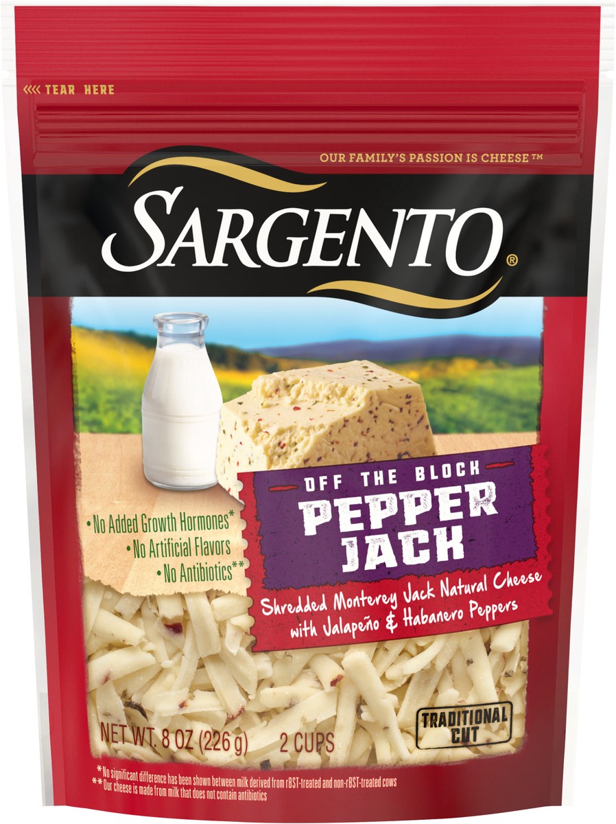 slide 9 of 9, Sargento Off the Block Pepper Jack Traditional Cut Shredded Cheese 8 oz. Pouch, 8 oz