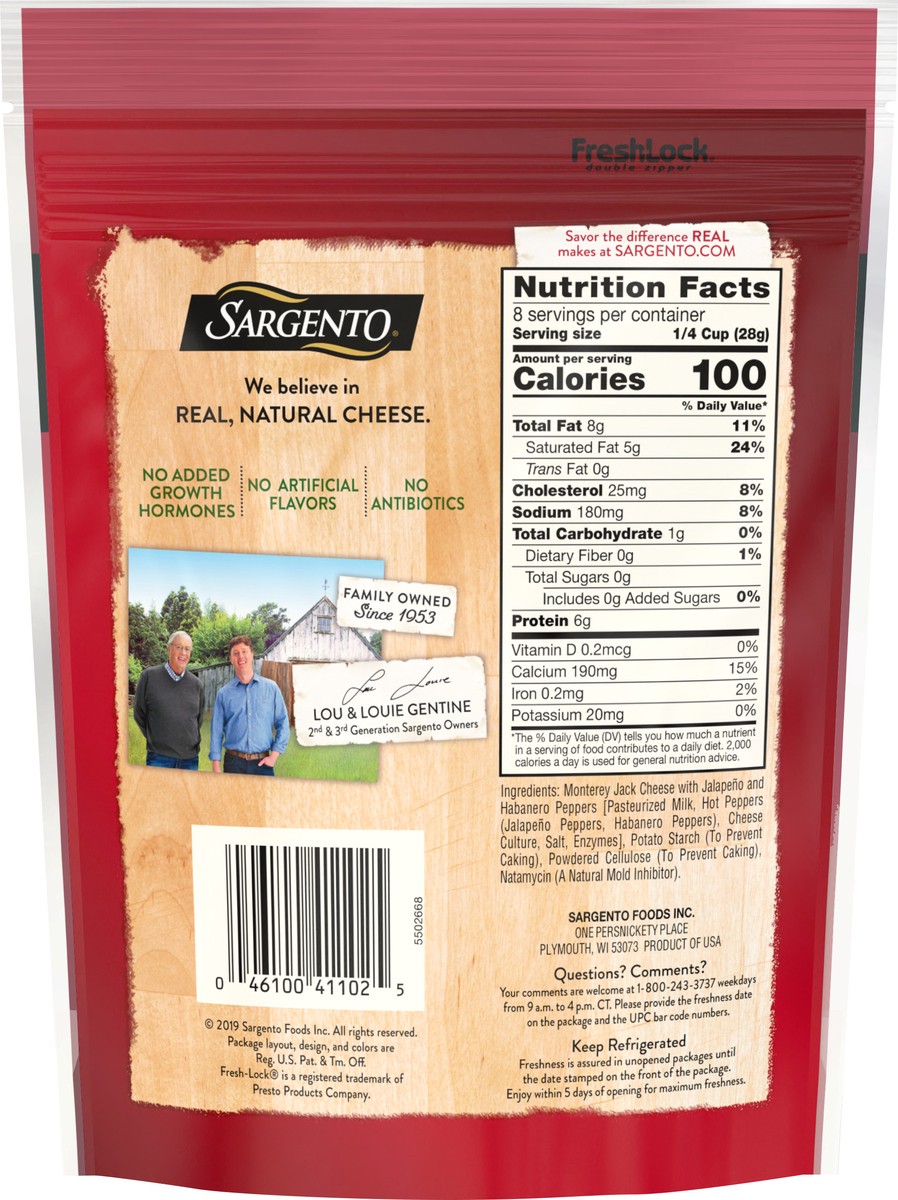 slide 5 of 9, Sargento Off the Block Pepper Jack Traditional Cut Shredded Cheese 8 oz. Pouch, 8 oz