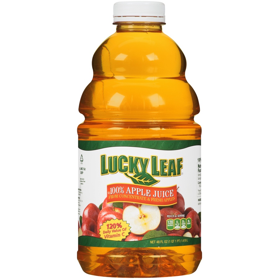 slide 1 of 6, Lucky Leaf Apple Juice - 48 oz, 48 oz