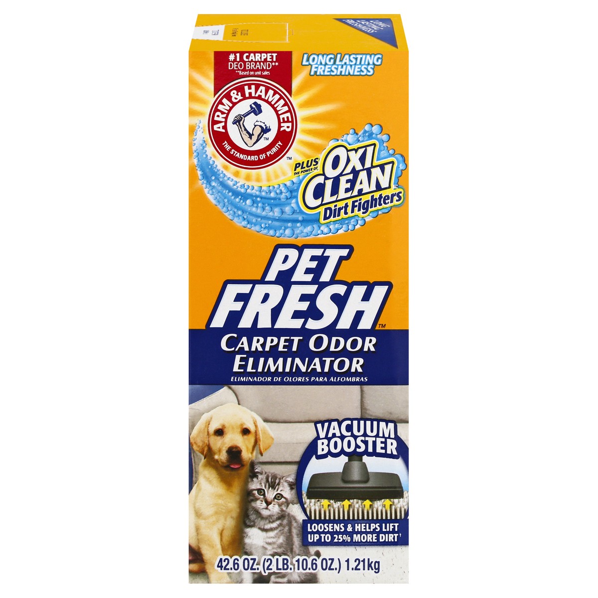 slide 1 of 1, ARM & HAMMER With Oxiclean Pet Fresh Carpet Odor Eliminator With Vacuum Booster, 42.6 oz