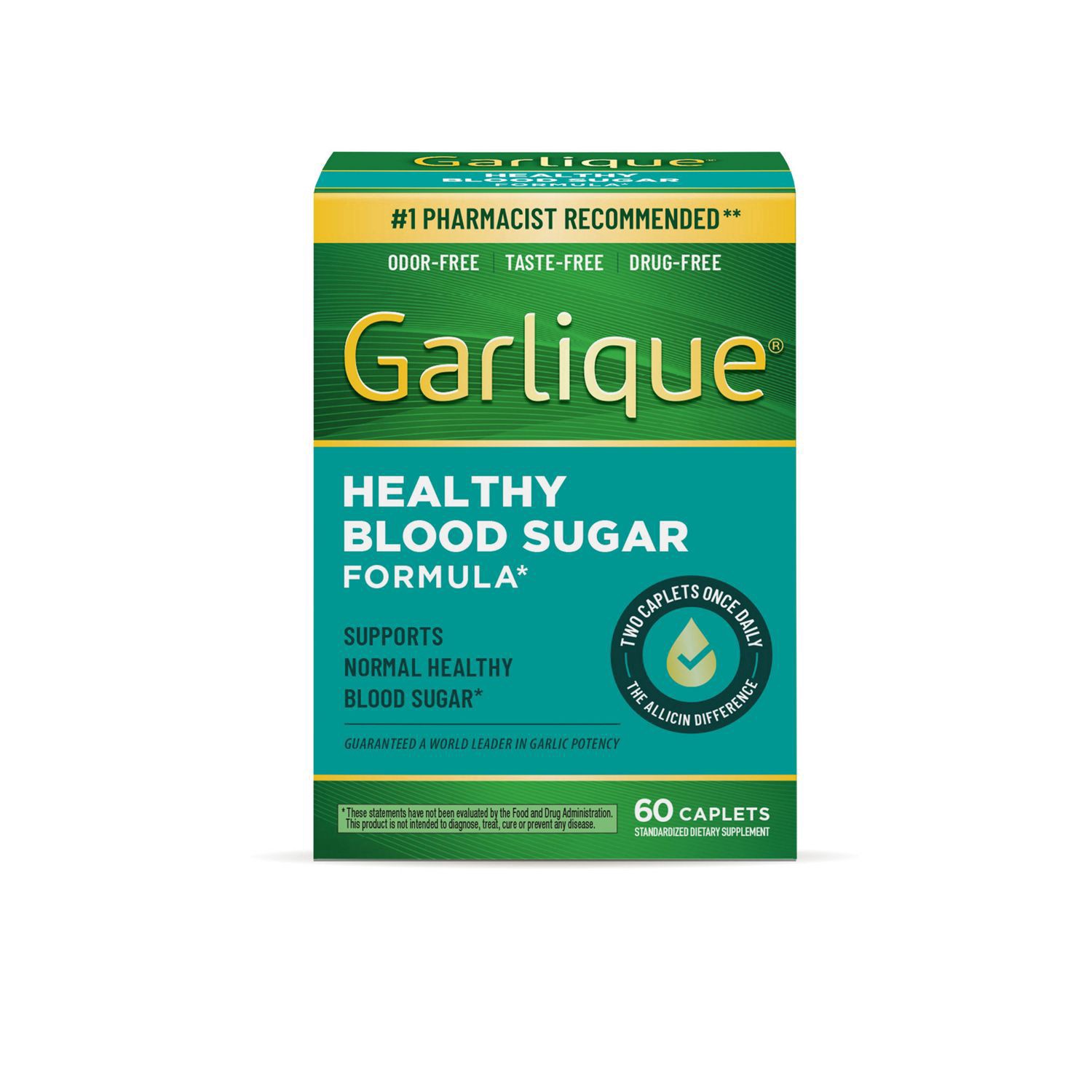 slide 1 of 1, Garlique Healthy Blood Sugar Formula 60 Caplets, 60 ct
