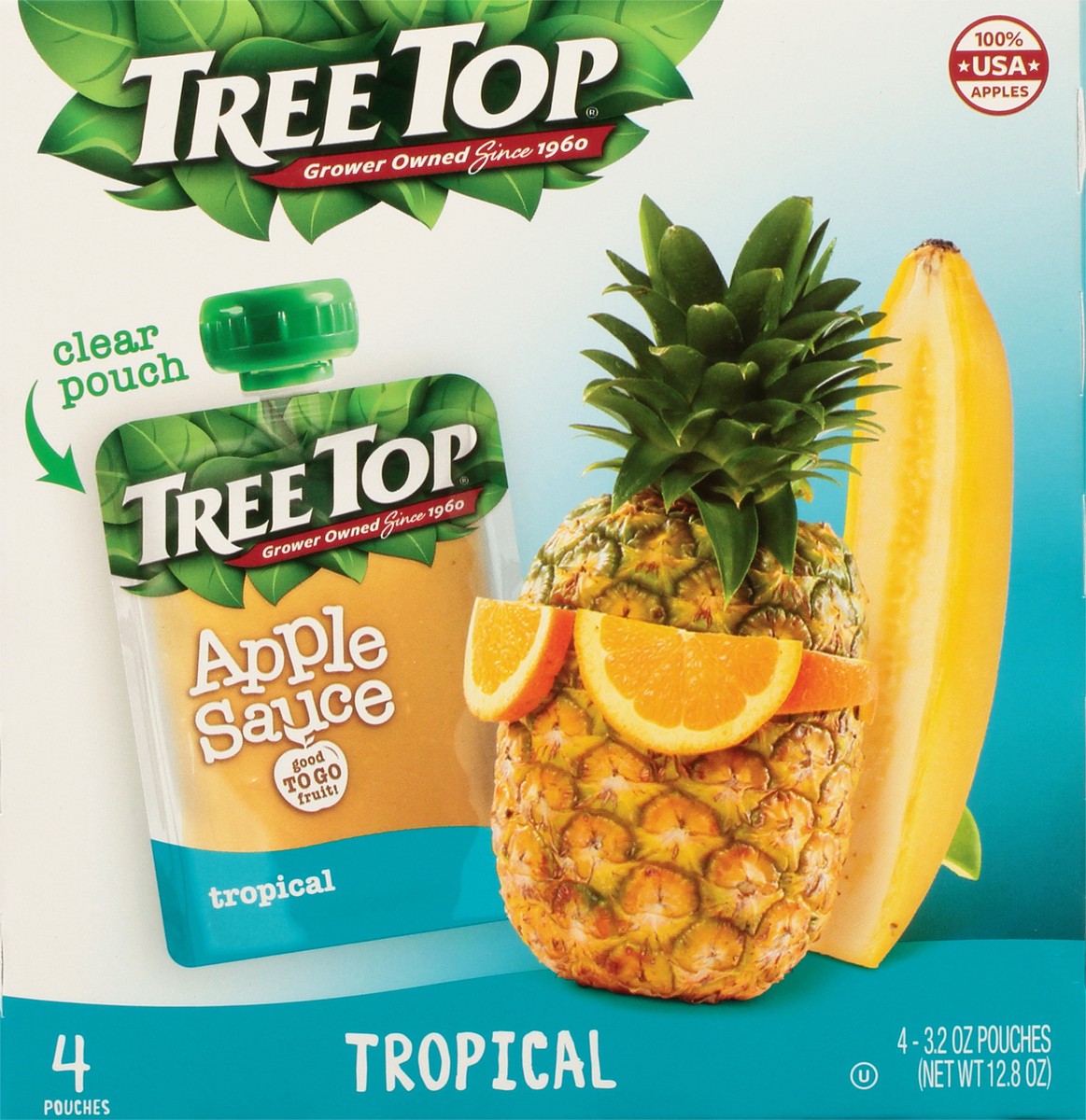 slide 1 of 6, Tree Top Tropical Apple Sauce 4-3.2 oz Pouches, 4 ct