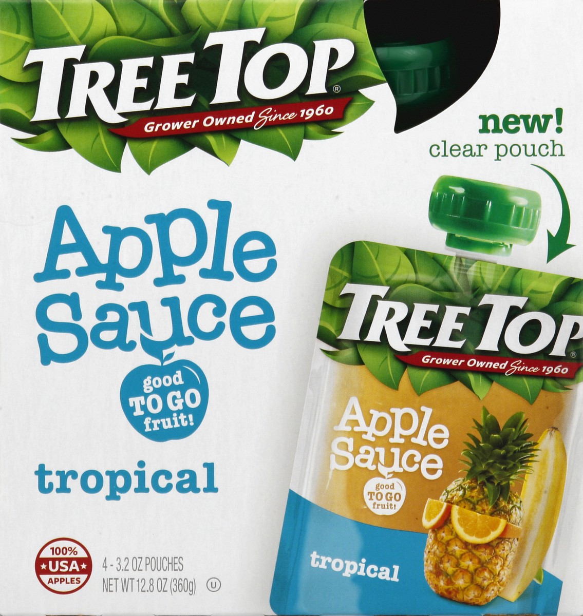 slide 3 of 6, Tree Top Tropical Apple Sauce 4-3.2 oz Pouches, 4 ct