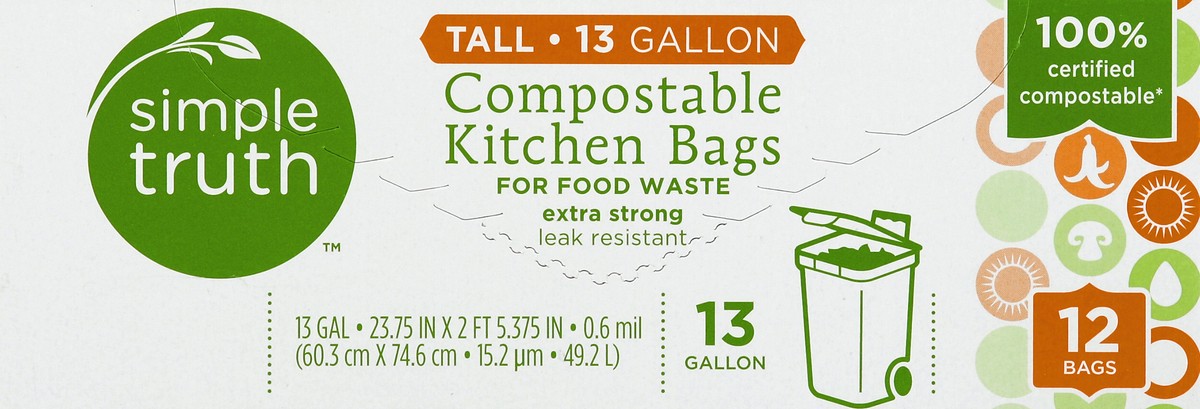 slide 1 of 5, Simple Truth Tall Kitchen Bags 12 ea, 12 ct