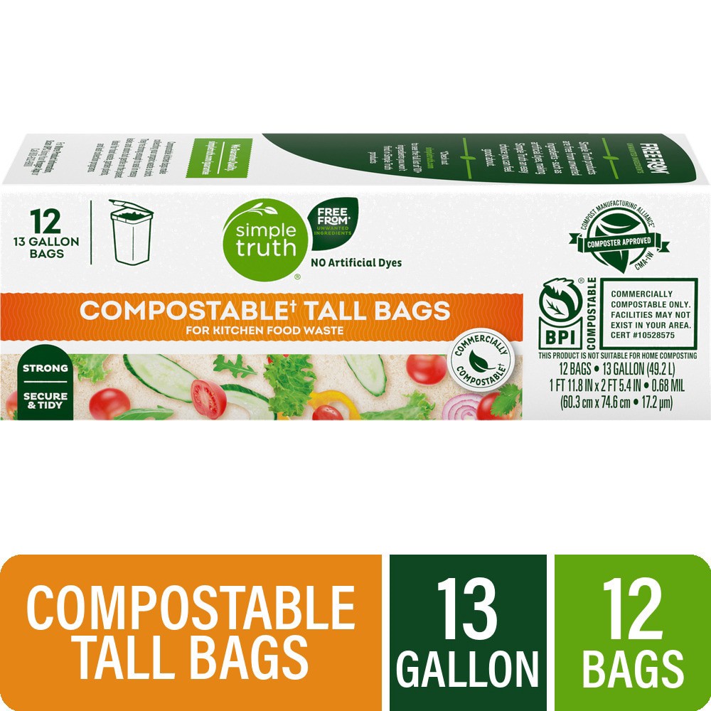 slide 1 of 5, Simple Truth Tall Kitchen Bags 12 ea, 12 ct
