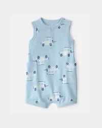 Carters Baby Boy Car Waffle-Knit Sleeveless Romper - Blue Blue 12M