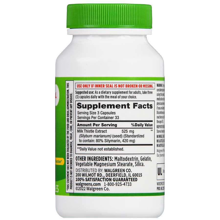 slide 4 of 5, Walgreens Milk Thistle 175 mg Per Capsule, 100 ct
