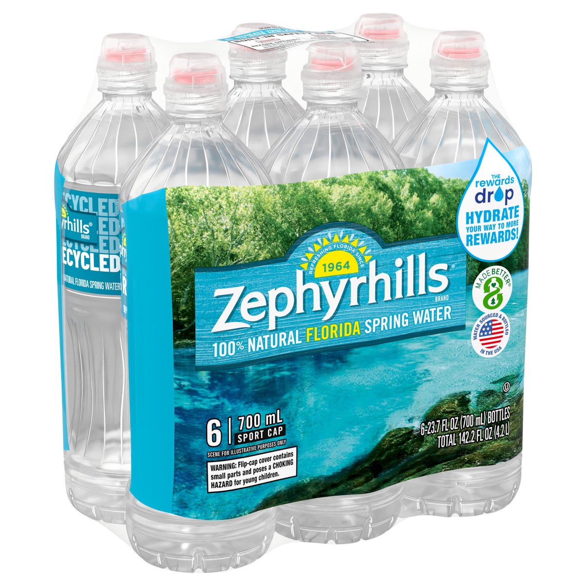 slide 7 of 8, Zephyrhills Brand 100% Natural Spring Water, 23.7-ounce plastic sport cap bottles (Pack of 6), 23.7 oz