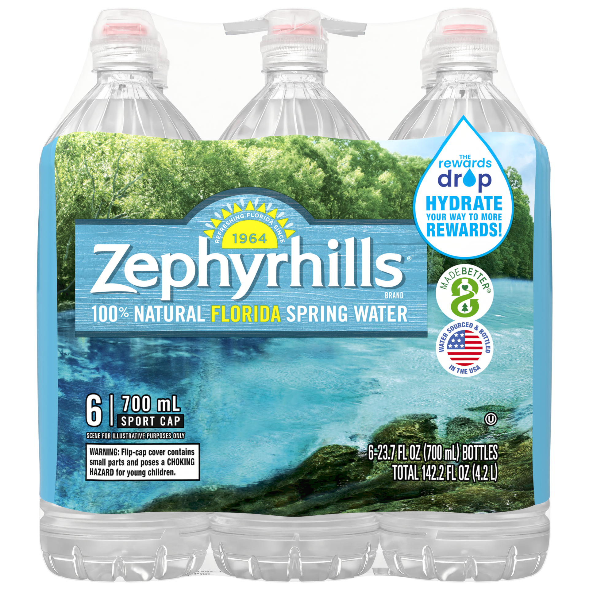 slide 1 of 8, Zephyrhills Brand 100% Natural Spring Water, 23.7-ounce plastic sport cap bottles (Pack of 6), 23.7 oz