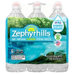 Zephyrhills Brand Florida Spring Water, 23.7-ounce plastic sport cap bottles (Pack of 6)