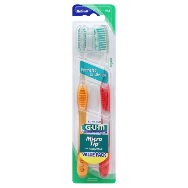 slide 1 of 1, G-U-M Micro Tip Full Medium Toothbrush Value Pack, 2 ct