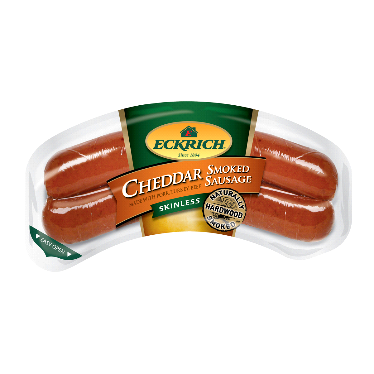 slide 1 of 2, Eckrich Skinless Cheddar Smoked Sausage, 13 oz