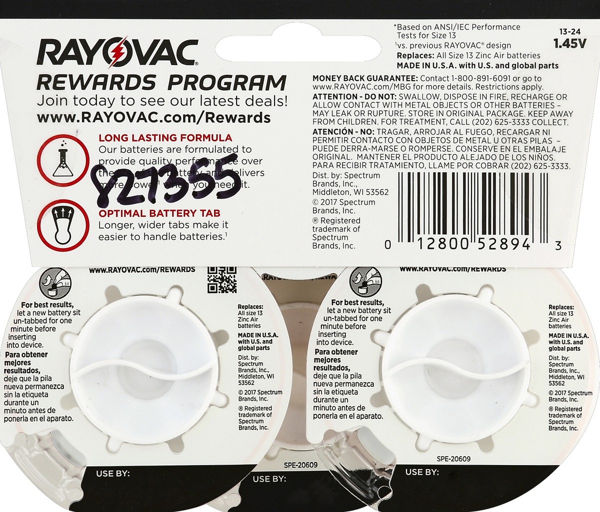 slide 2 of 7, RAYOVAC Size 13 Hearing Aid Batteries (24 Pack), 24 ct