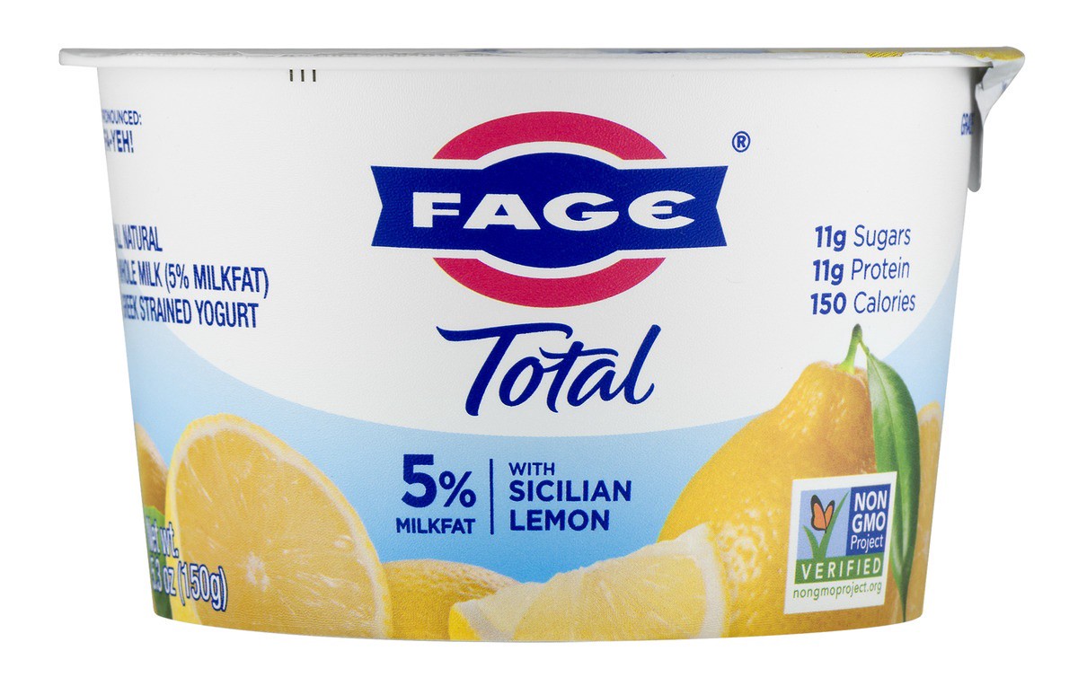 slide 1 of 6, Fage Yogurt, Greek, Whole Milk, Strained, with Sicilian Lemon, 5.3 oz