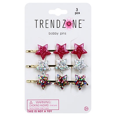 slide 1 of 1, Trend Zone Star Bobby Pins, 3 ct