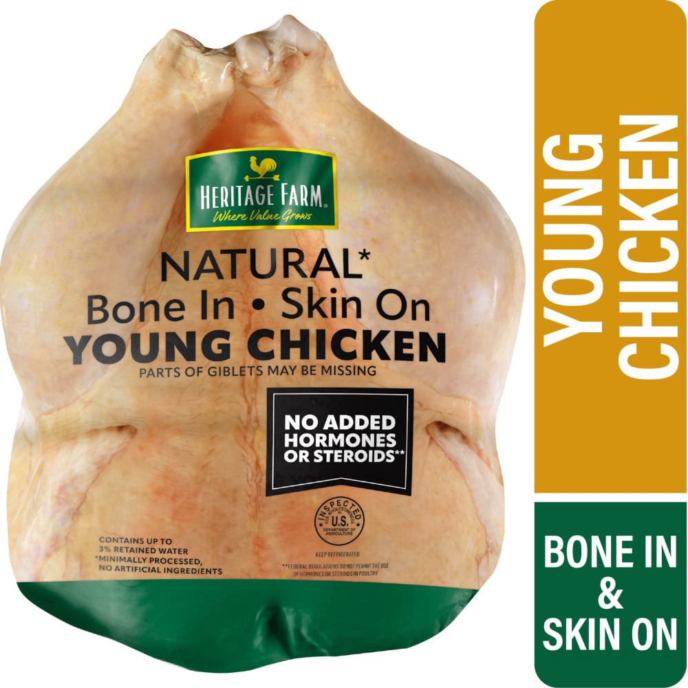 slide 3 of 4, Heritage Farm Whole Fresh Young Chicken, per lb