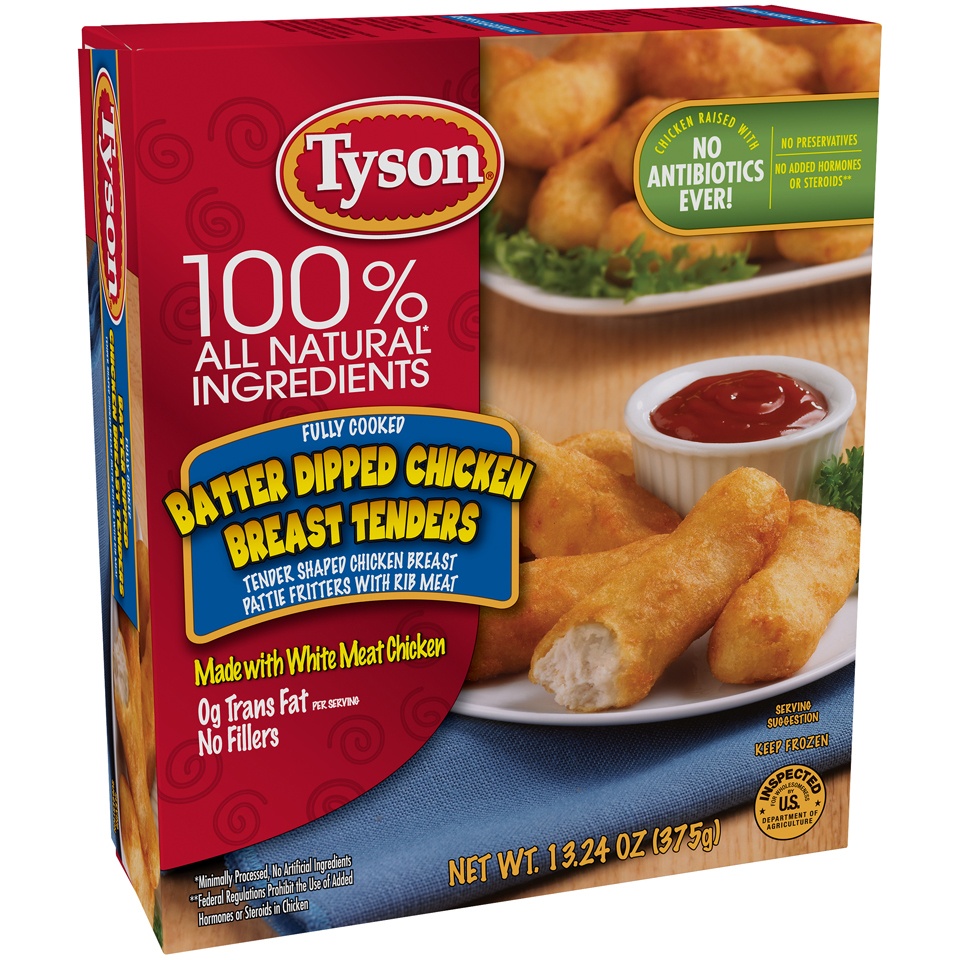 slide 2 of 7, Tyson Batter Dipped Chicken Breast Tenders, 13.24 oz