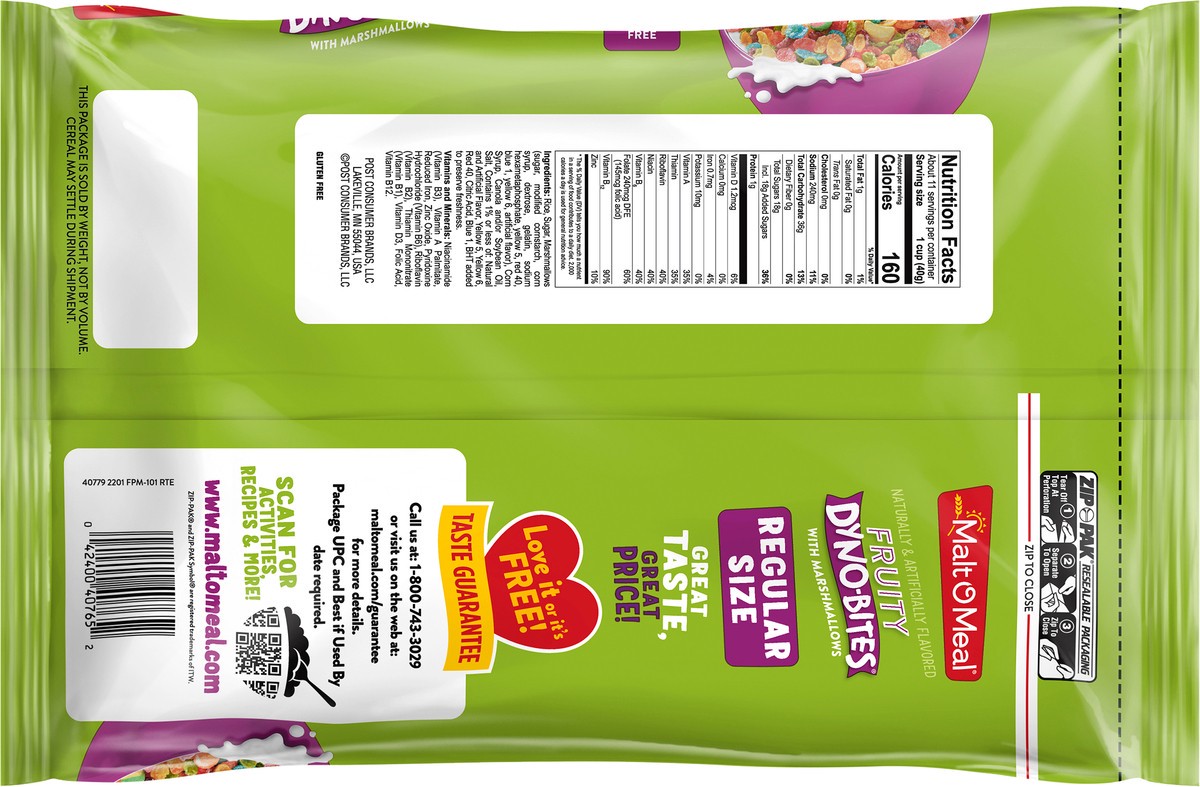 slide 6 of 10, Malt-O-Meal Regular Size with Marshmallows Fruity Dyno-Bites Cereal 15 oz, 15 oz