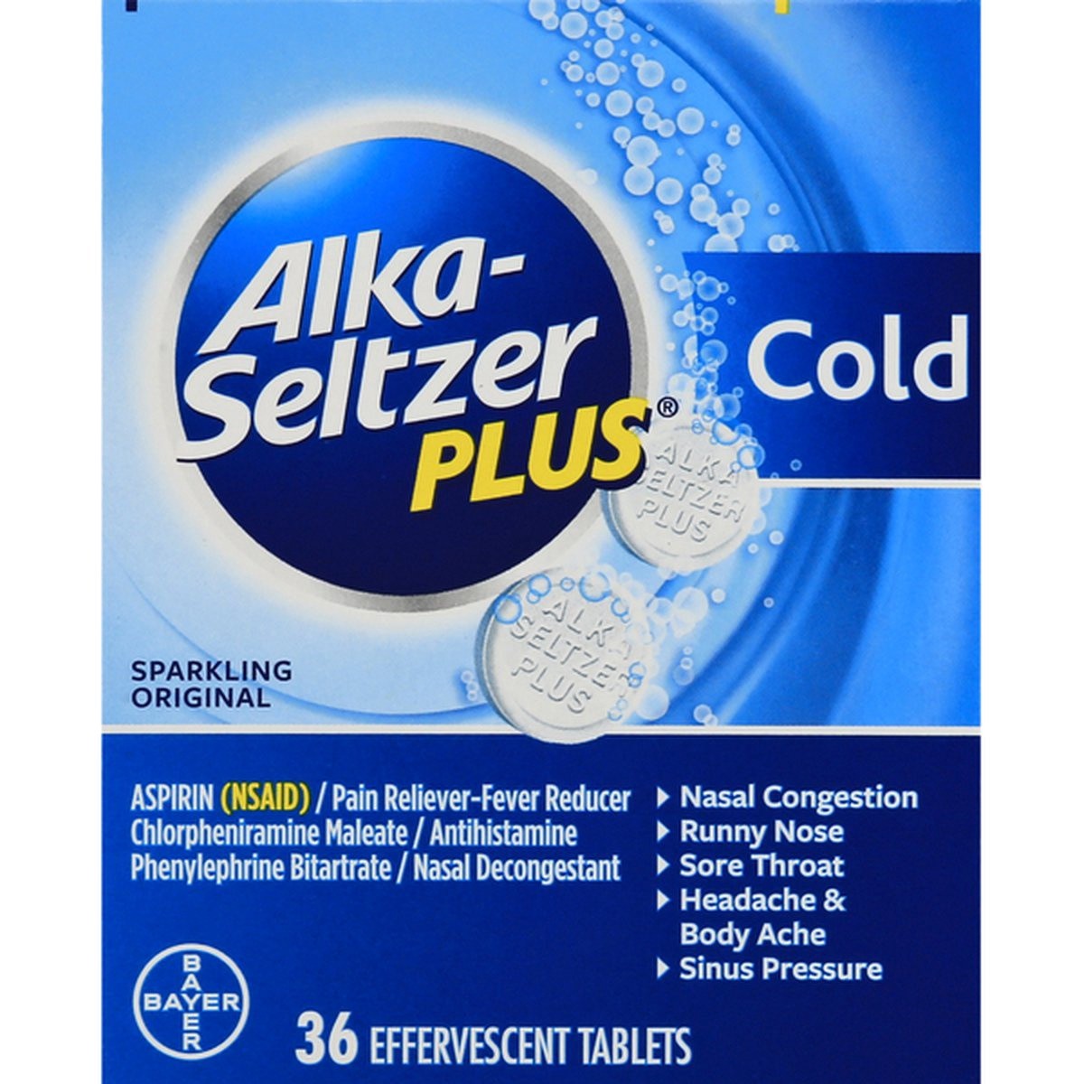 slide 1 of 1, Alka-Seltzer Plus Severe Cold Sparkling Original Powerfast Fizz Effervescent Tablets 36Ct, 36 ct