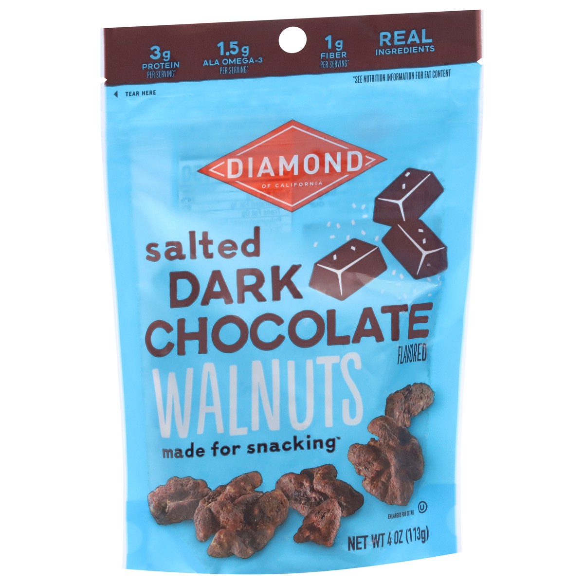 slide 9 of 9, Diamond of California Salted Dark Chocolate Flavored Walnuts 4 oz, 4 oz