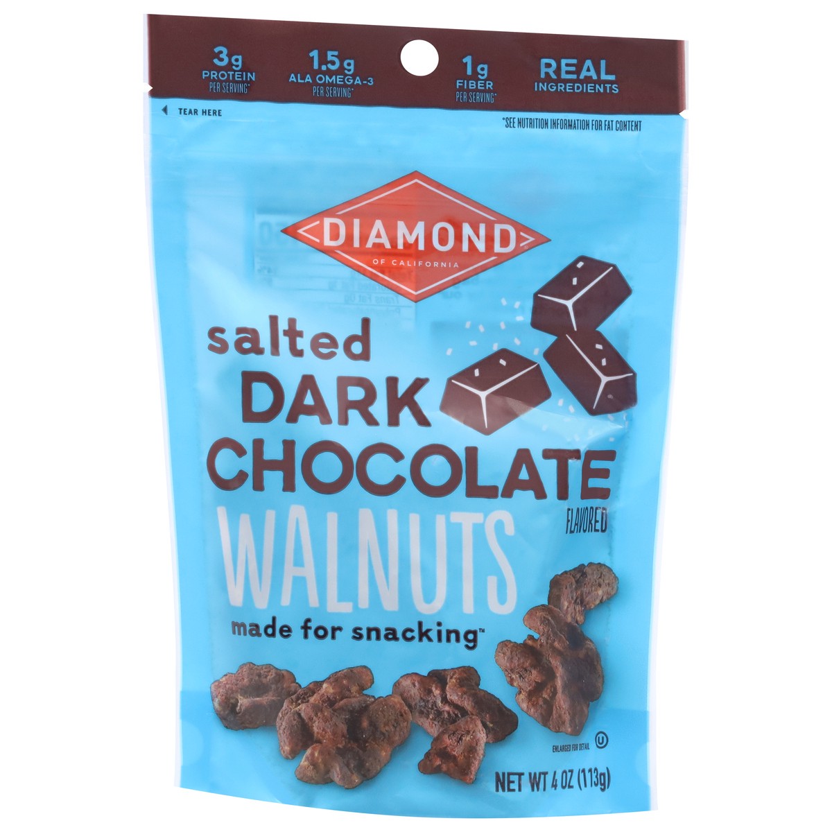 slide 8 of 9, Diamond of California Salted Dark Chocolate Flavored Walnuts 4 oz, 4 oz