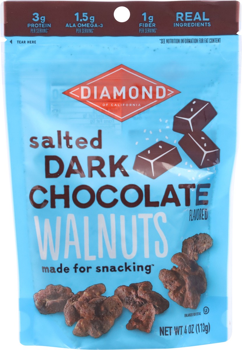 slide 7 of 9, Diamond of California Salted Dark Chocolate Flavored Walnuts 4 oz, 4 oz