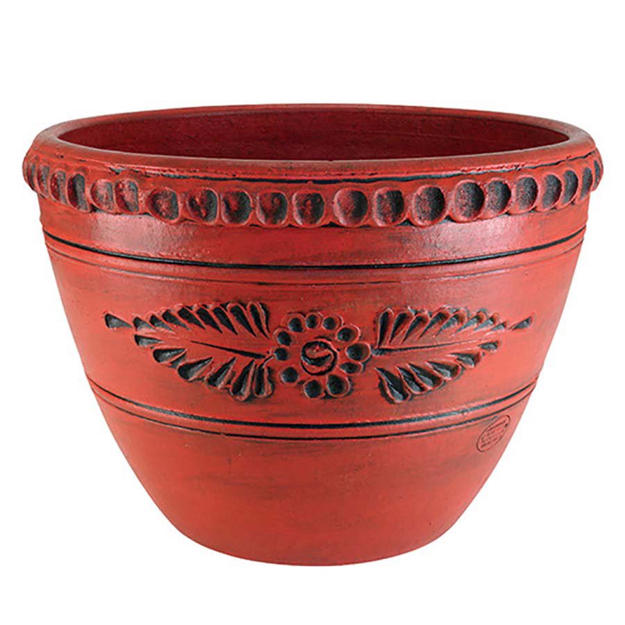 slide 1 of 1, PR Imports Dark Red Ornate Planter, 21 in