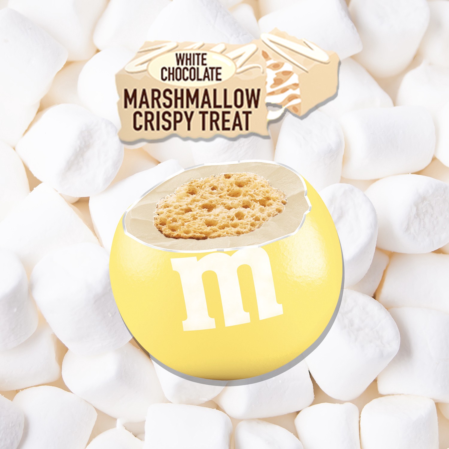 slide 3 of 5, M&M's White Chocolate Marshmallow Crispy Treat Pastel Easter Candy, Share Size, 3.22 Oz Bag, 3.22 oz