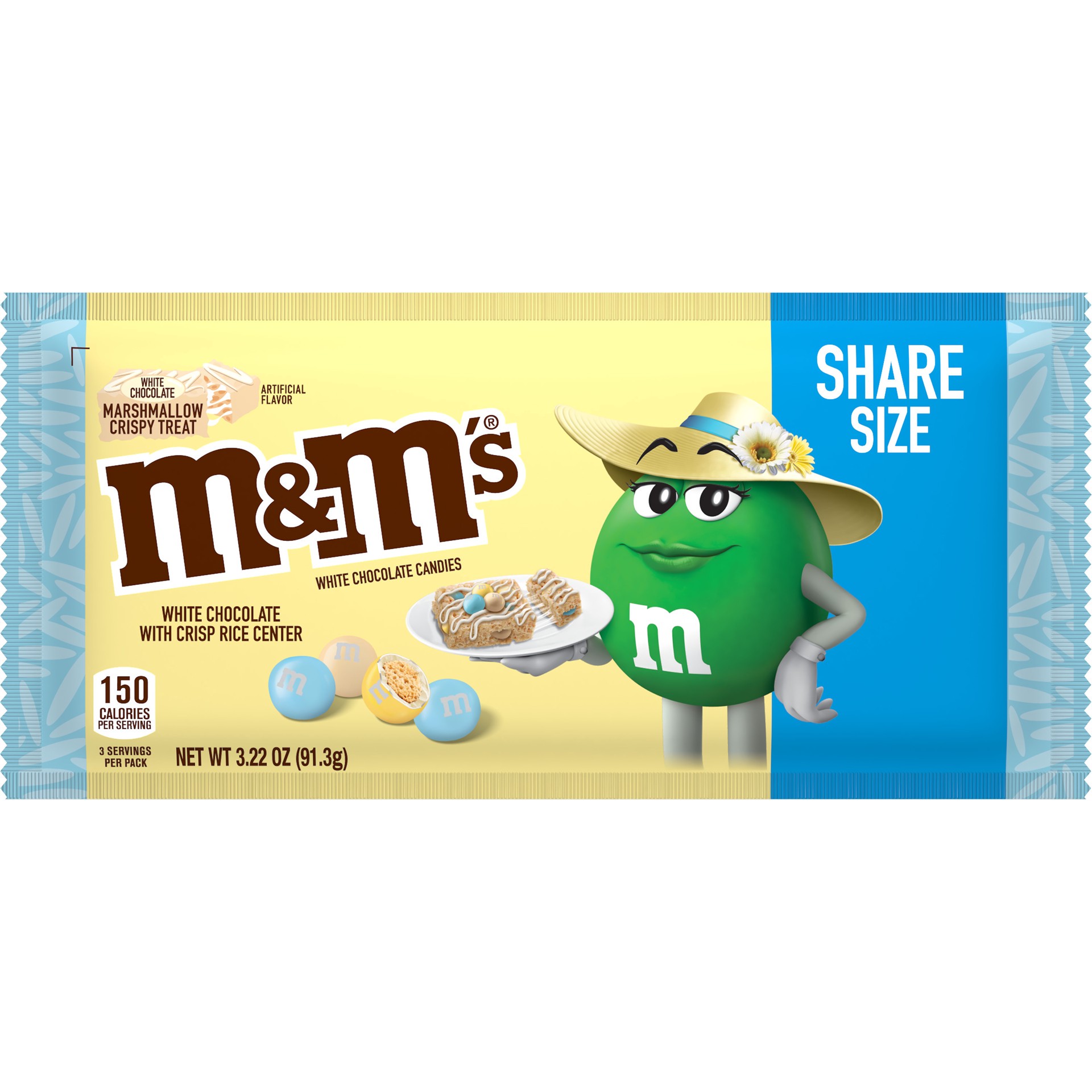 slide 1 of 5, M&M's White Chocolate Marshmallow Crispy Treat Pastel Easter Candy, Share Size, 3.22 Oz Bag, 3.22 oz
