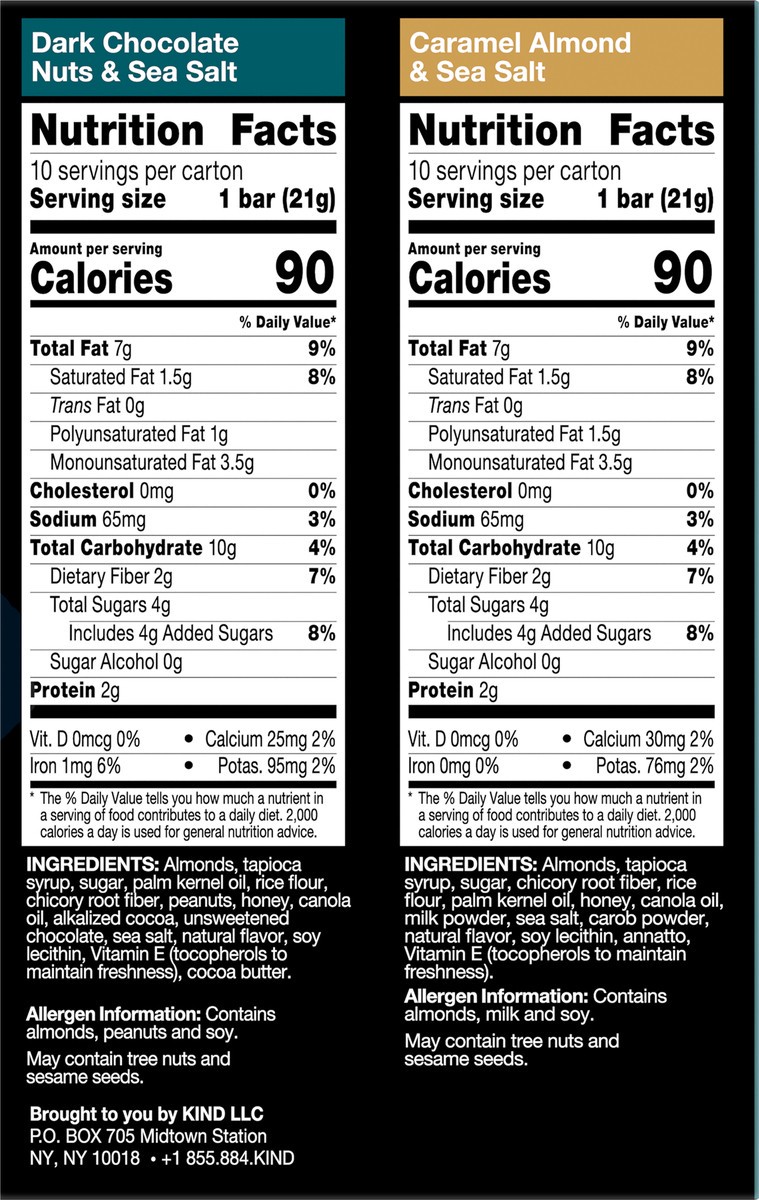slide 4 of 8, KIND Thins Dark Chocolate, Caramel, Almond & Sea Salt Nut Bars Variety Pack, 20 ct