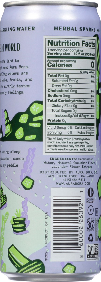 slide 7 of 9, Aura Bora Lavender Cucumber Sparkling Water 12 fl oz, 12 oz