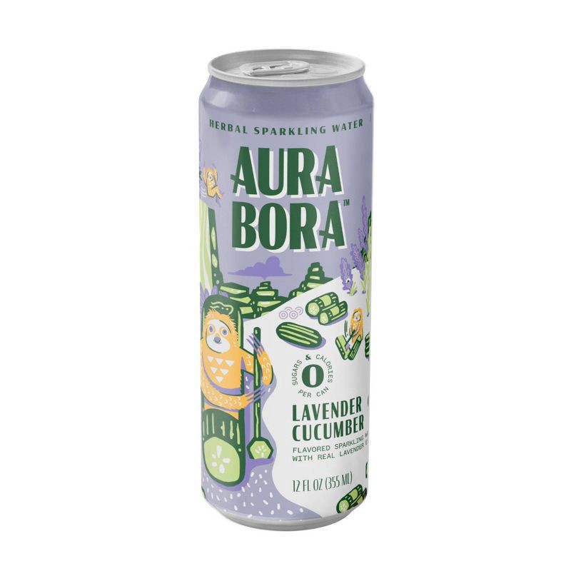 slide 1 of 9, Aura Bora Lavender Cucumber Sparkling Water 12 fl oz, 12 oz