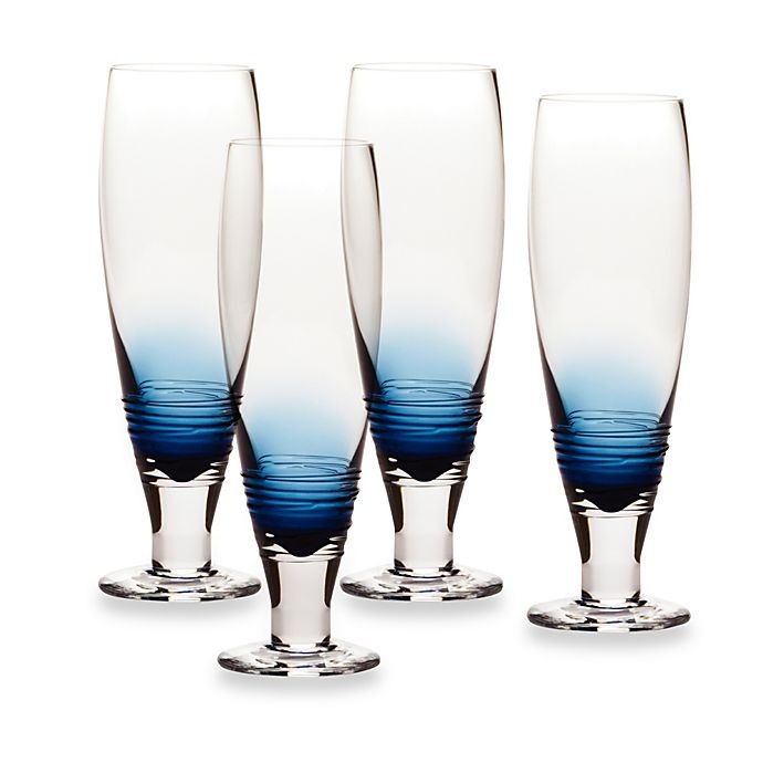 slide 1 of 1, Mikasa Swirl Pilsner Glasses - Cobalt, 4 ct