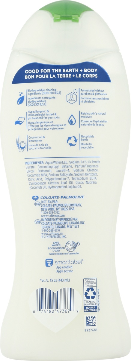 slide 9 of 9, Softsoap Coconut Gentle Wash Hypoallergenic Body Wash, 20 fl oz