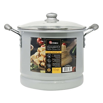 slide 1 of 1, Victoria Gray Steamer With Glass Lid, 16 qt