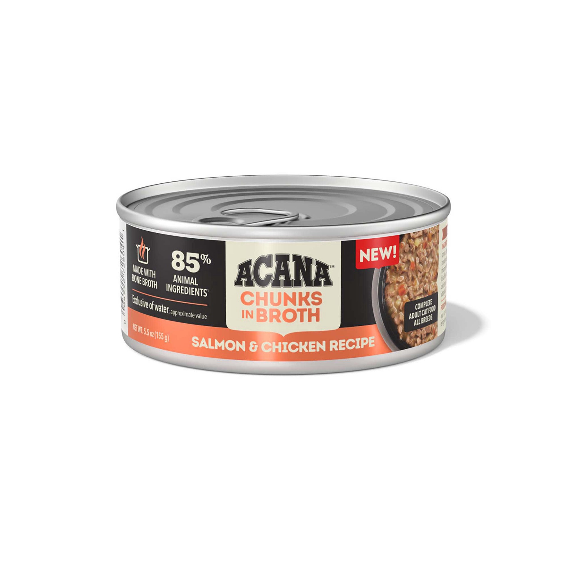 slide 1 of 1, ACANA Chunks in Broth Salmon & Chicken Recipe, 5.5oz, case of 6 cans, 5.5 oz