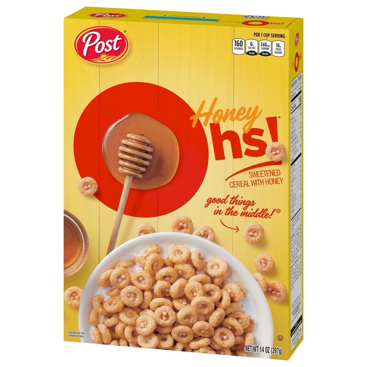 slide 14 of 14, Post Honey Ohs! Cereal, 14 OZ Cereal Box, 14 oz