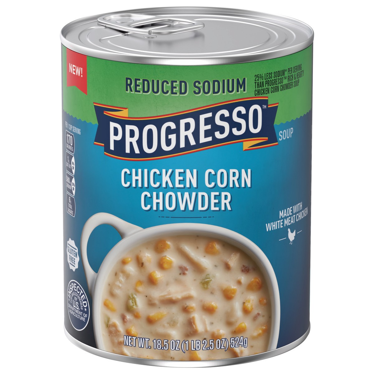 slide 13 of 13, Progresso Red Sodium Chicken Corn Chodwe, 18.5 oz