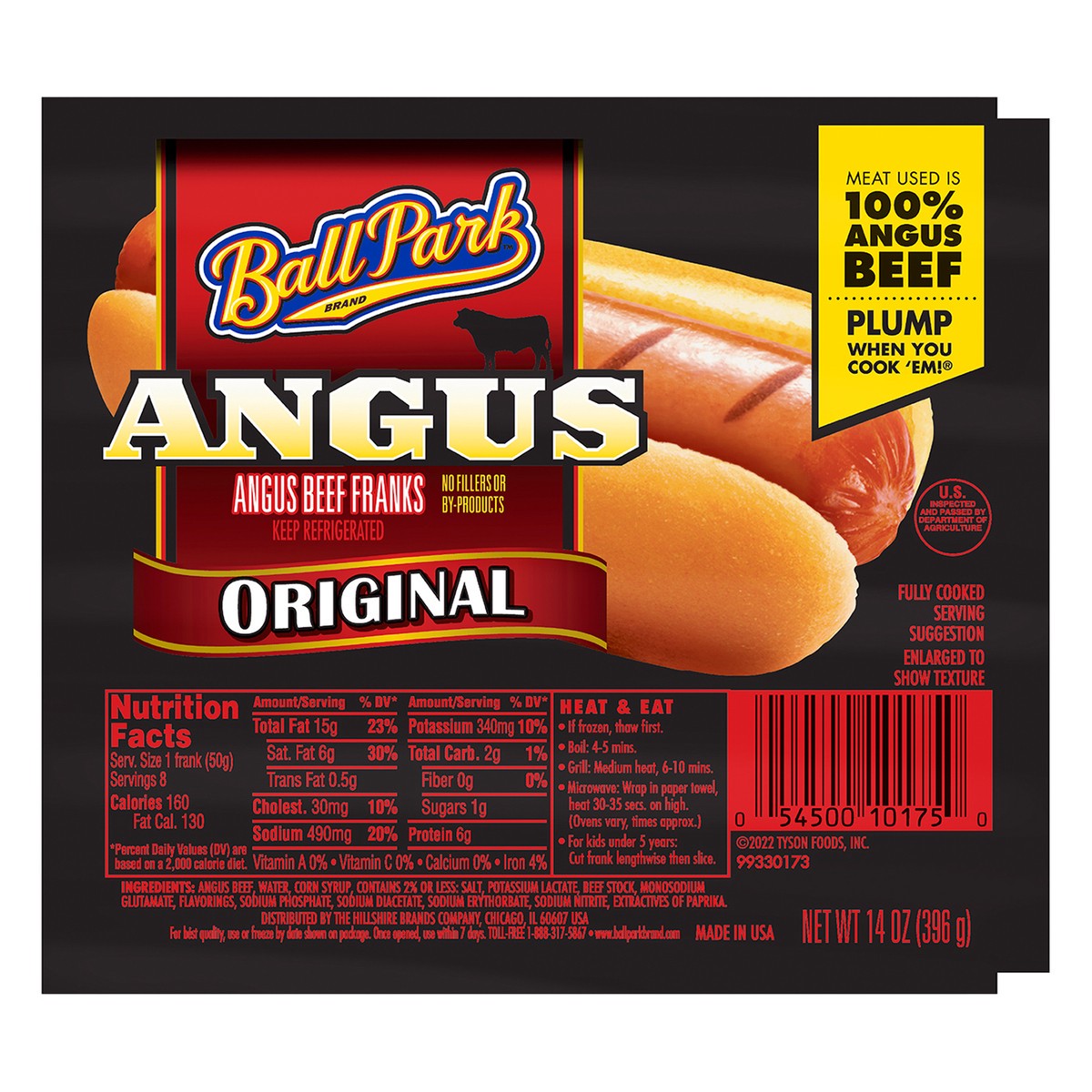 slide 1 of 4, Ball Park Angus Beef Frank, 14 oz