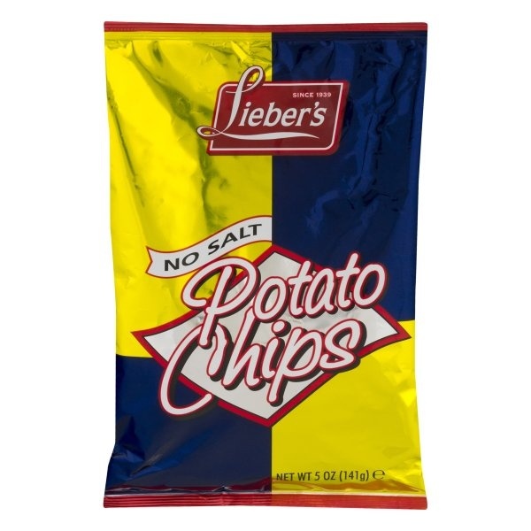 slide 1 of 1, Lieber's Potato Chips, No Salt, 5 oz