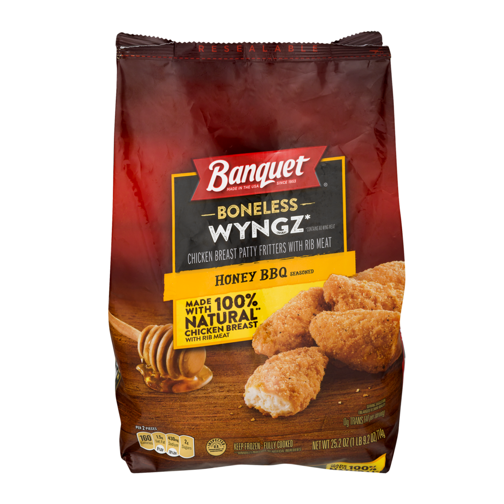 slide 1 of 1, Banquet Boneless BBQ Wings, 25.2 oz