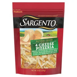Sargento 4 Cheese Pizzeria Shredded Natural Cheese, Traditional Cut, 8 oz