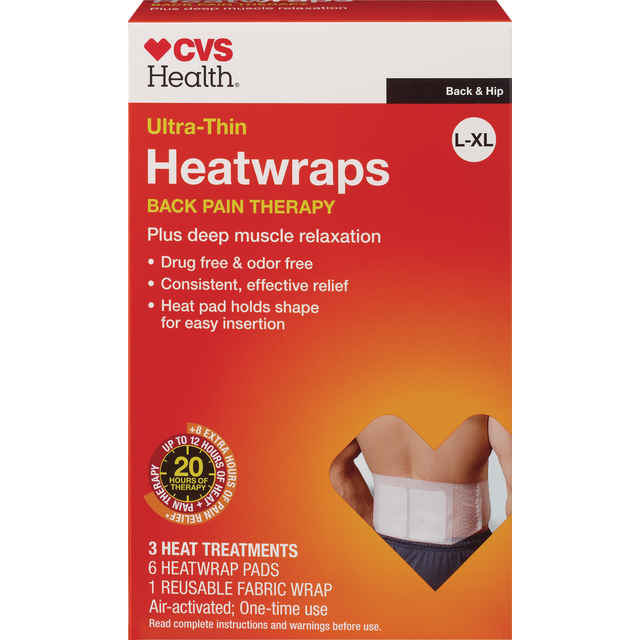 slide 1 of 1, CVS Health Ultra-Thin L-Xl Heatwraps 3Pk, 3 ct
