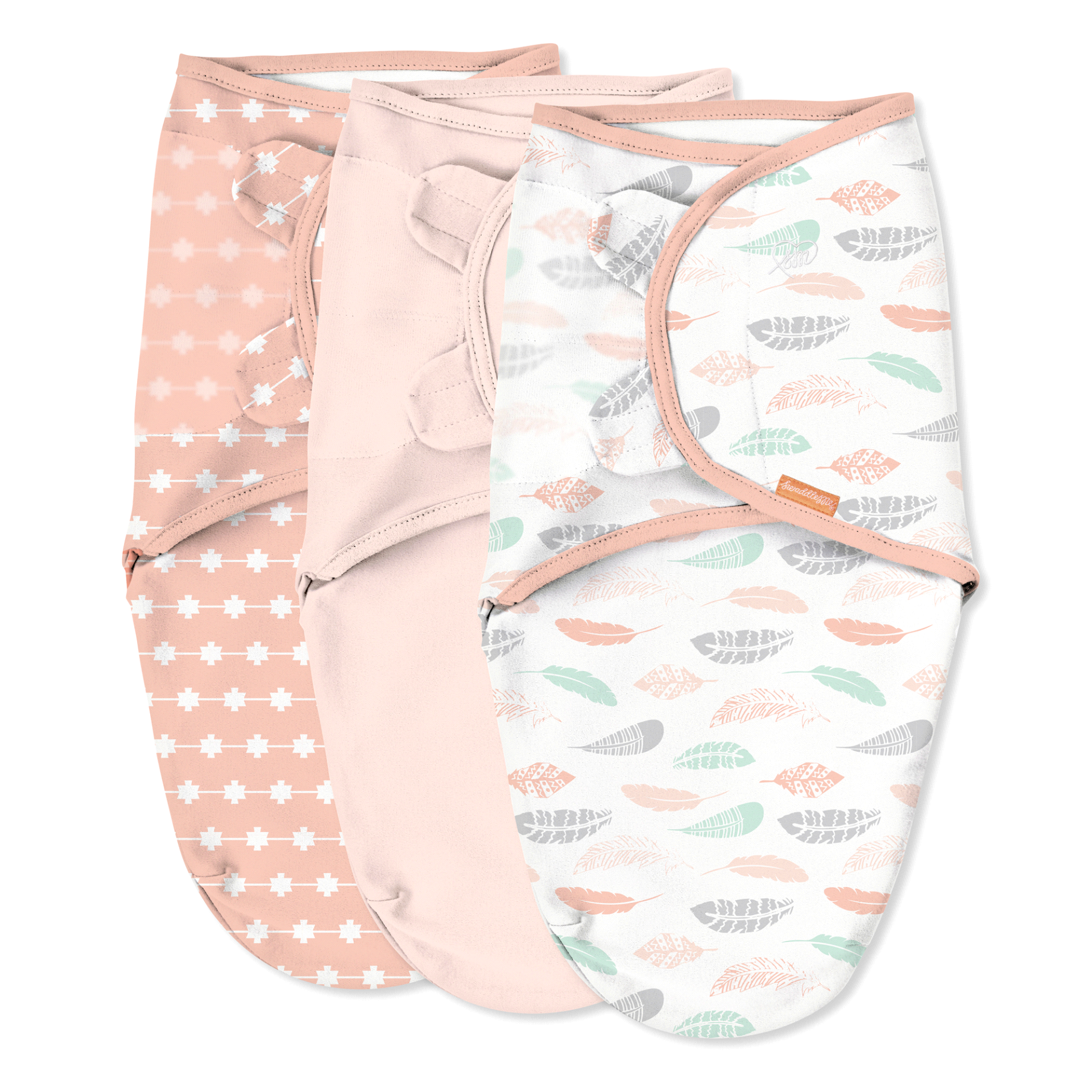 slide 1 of 1, SwaddleMe Original Swaddle Small/Medium Feathers - Coral, 3 ct